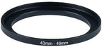 YAMAFOO 43mm to 49mm Step-Up Ring/Step Down Rings Filter Adapter for All Brands UV ND CPL Metal Ring Step-Up Rings Adapter Filter,Black (43-49)