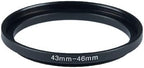 YAMAFOO 43mm to 46mm Step-Up Ring/Step Down Rings Filter Adapter for All Brands UV ND CPL Metal Ring Step-Up Rings Adapter Filter,Black (43-46)
