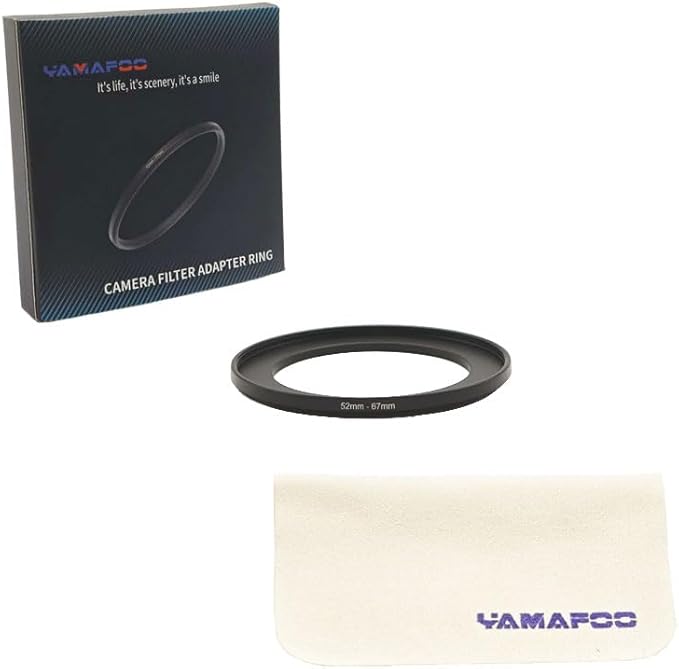 YAMAFOO 52mm to 67mm Step-Up Ring/Step Down Rings Filter Adapter for All Brands UV ND CPL Metal Ring Step-Up Rings Adapter Filter,Black (52-67)