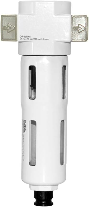 Beduan 1/2" Air in-line Compressed Particulate Filter,Moisture Water Trap Filter With Visible Bowl,Semi-Auto Drain(MIDI)