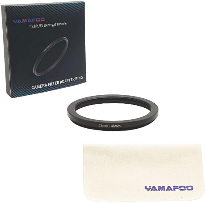 YAMAFOO 52mm to 46mm Step-Up Ring/Step Down Rings Filter Adapter for All Brands UV ND CPL Metal Ring Step-Up Rings Adapter Filter,Black (52-46)