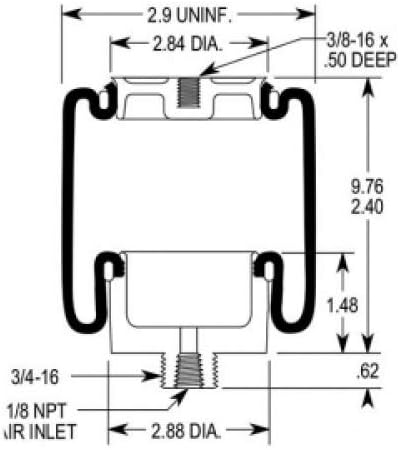 2 pack of TORQUE Cab Air Sleeper Bag Spring for Kenworth AEROCAB (MID 1999 & EARLIER) Models (Replaces Firestone 7064, W02-358-7064) (2 x TR7064)