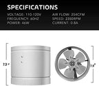 iPower Inline Booster Duct Fan 8" HVAC Exhaust Ventilation Blower with Low Noise for Bathrooms, Kitchens, Basements, Attics, Grow Tents