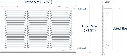 HVAC Premium 14" X 24 Steel Return Air Filter Grille for 1" Filter - Fixed Hinged - HVAC Duct Cover - Flat Stamped Face - White [Outer Dimensions: 16 5/8" X 26 5/8"]