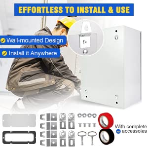 Outdoor Electrical Box, Steel Junction Box 12 x 10 x 6'', NEMA 4X Electrical Enclosure Box IP66 Waterproof & Dustproof, Universal Electrical Project Box with Lock & Mounting Plate