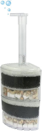 XINYOU Corner Filter Air Driven Bio-Sponge Ceramic for Fry Shrimp Fish Tank Aquarium XY-2010, 2.75 x 3.15 x 11 inches