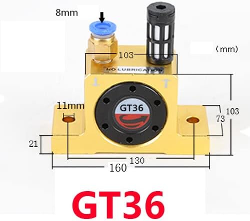 GT36 Industrial Turbine Vibrator, G 3/8" Pneumatic Compressed Air Power Wheel Type Silent Golden With Muffler