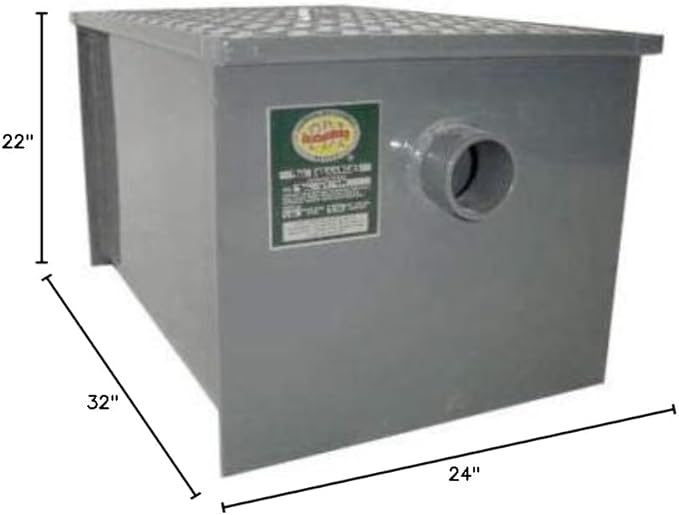 Commercial Carbon Steel Grease Trap Interceptor 70lb - PDI Approved - NSF