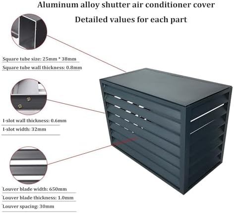 Outdoor Air Conditioner Cover Aluminum Decorative Fence Privacy Screen Protective Grilles for Heat Pumps Trash Can Enclosure Flower Stand Perfect for Concealing (Brown 110x60x80cm)