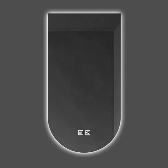 Wall Mirror Arched Bathroom Mirrors, 3-Color Lighted Bathroom Makeup Mounted Mirror, with Demister Pad, Dimming Function for Bathroom Living Room Bedroom Entryway(19.6"x35.4"/50x90cm)