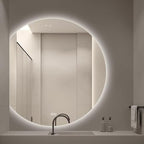 Bathroom Mirror, Dimmable LED Vanity Mirror Half Circle, Illuminated Mirror with Demister Pad, Large Wall Mirror with Touch Sensor (Size : 28x31''/70x80cm)