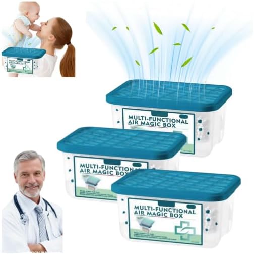 Indoor Air Purification Dust Removal Magic Box, Multi-Functional Air Purification Magic Box, Multi-Purpose Room Deodorizer Automatic Dust-Sucking Dusts Cleaner Boxs, No Electricity & Noise (3pcs)