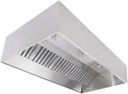 Commercial Kitchen Restaurant Duty Exhaust Hood, Wall Canopy Stainless Steel Exhaust Hood with Baffle Hood Filters, High Temperature Light Fixtures, and 16” Round Exhaust Riser (10" Long Hood)