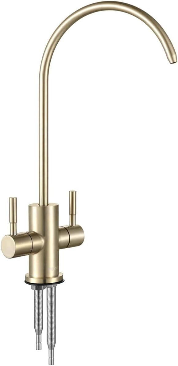 304SUS Stainless Steel 2 Way Filtered Kitchen Bar Sink Faucet Reverse Osmosis Ro Water Filter Tap (Brushed Golden)