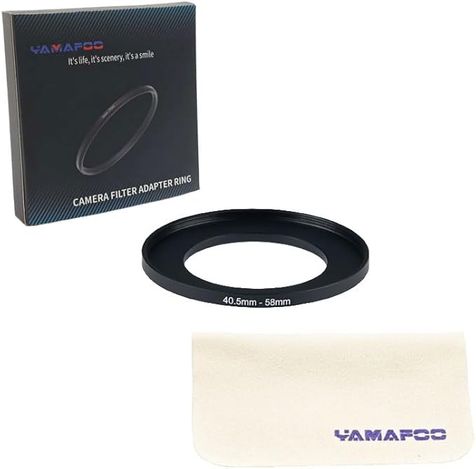 YAMAFOO 40.5mm to 58mm Step-Up Ring/Step Down Rings Filter Adapter for All Brands UV ND CPL Metal Ring Step-Up Rings Adapter Filter,Black (40.5-58)