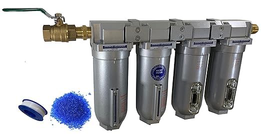 THB 4 Stage High Flow Industrial Ultra Clean Compressed Air Filter Dryer Combination (1" NPT, 11oz, Manual Drain)