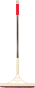 Multifunctional Glass Door Squeegee with Long Handle, Dry and Wet Use Floor and Mirror Cleaner for Bathroom Shower Windows, Khaki Household Water Scraper