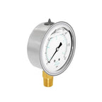 Joywayus Pressure Gauge 0-60 PSI Brass 1/4" NPT Male Thread Lower Mount, Glycerin Filled, Stainless Steel Case, Multiple Function