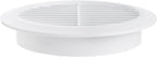 White 5" Inch Round Ventilation Grille with Screen mesh. (Duct 5Ø / Grille 6Ø) Ventilation Applications. Indoor and Outdoor Vent Cover. Available 3 Sizes / 4 Colors.