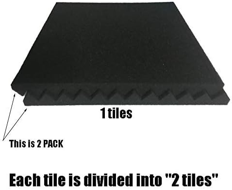 96 Pack Allxinlog Absorb the echo Acoustic Foam Panel Wedge Studio Soundproofing Wall Tiles 12" X 12" X 1" (48Purple+48Black)