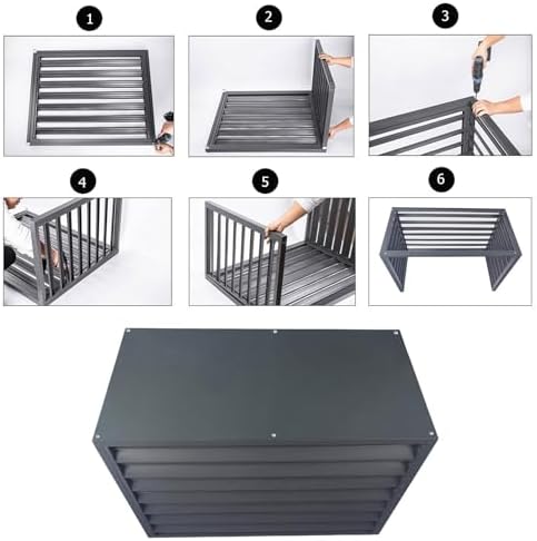 Aluminum Air Conditioner Cover Exterior Air Conditioning Unit Cover Air Conditioner Fence Screen Privacy Fence Trash Can Enclosure Outdoor Condenser Protective (Brown 110x60x80cm)