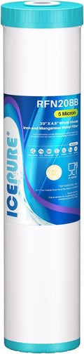 ICEPURE 5 Micron 20" x 4.5" RFN20BB Whole House Iron & Manganese Reduce Water Filter Replacement for FM25B, RFFE20-BB, CFRFFE-20BB, 1 Pack