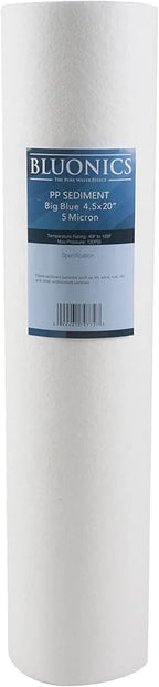 Bluonics Sediment Replacement Water Filters 4pcs (5 Micron) 4.5" x 20" Whole House Cartridges