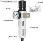 Beduan 3/8" Heavy Duty NPTCompressed Air Pressure Regulator Filter,Water/Oil Trap Separator Combo Tool Compressor Filter(MINI)