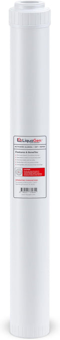LiquaGen Activated Alumina + Carbon + KDF-55 Replacement Water Filter Cartridge – Helps Manage Fluoride, Chlorine & Taste, Refillable 2.5" x 10", 2.5" x 20", 4.5" x 10", 4.5" x 20" (1, 2.5" x 20")