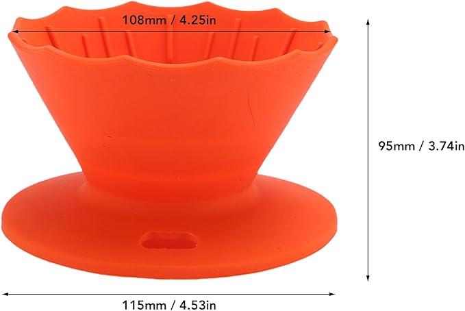 Pour Over Coffee Dripper Silicone Food Grade Portable Hand Brewed Coffee Filter Cup for Travel Outdoor Camping Home Use Lightweight Foldable Easy to Clean Dishwasher Safe Durable (Orange Red)