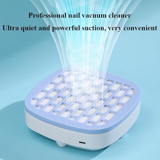 Mini Nail Dust Collector & Extractor Fan - Low Noise Portable Vacuum for Nail Drilling and Polishing, Compact Design with Magnetic Filter Cover for Home Salon (PINK)