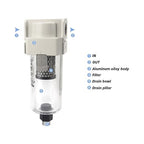1pc Vacuum Water Droplet Separator Vacuum Pipeline Filter Negative Pressure Filter Element AMJ AMJ3000-03B(AMJ3000-03B-C)