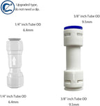 NSF 1/4" & 3/8" One Way Check Valve for Water Line 1/4" & 3/8" Reverse Osmosis Water Filter Push to Connect RO Fittings, Plastic Quick Connect Check Valve (4 pcs+2 pcs)