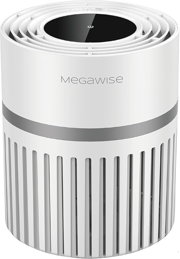 MEGAWISE EPI810 Air Purifier forLarge Room, 215 sq ft Coverage, Real-Time Air Quality Monitor, Fragrance Sponge & Wildfire Smoke, Dust Removal