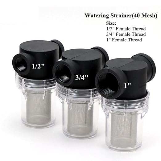 Precision Inline Filter 40 Mesh - 1/2 3/4 1 Inch Stainless Screen for Water Treatment & Greenhouse Systems(1l2 inch)