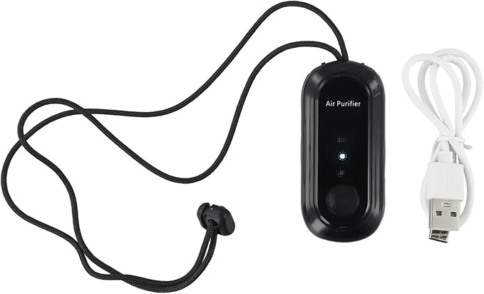 Negative Ion Air Purifier Portable Hanging Neck 7000MAh Personal Rechargeable For Home Travel(Black)
