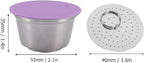 Reusable Coffee Capsule, Stainless Steel Coffee Filter Cup Set, Coffee Capsule Cup with Pressed Powder Cover for Coffee Maker (Purple)