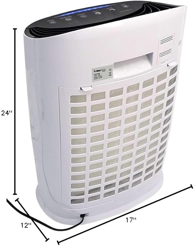 OdorStop HEPA Air Purifier with H13 HEPA Filter, Active Carbon, Multi-Speed, Sleep Mode and Timer (OSAP3600, Bright White)