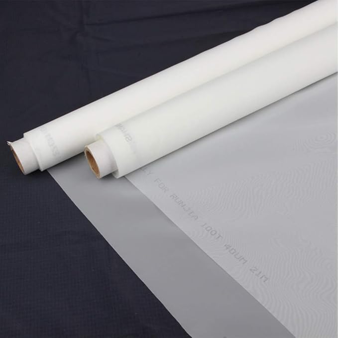 Silk Screen Printing Mesh, 100/110/120/140/160/180/200/250/300Mesh, White Yellow for Screen Printing Machine Equipment Accessories, Filter Painting, Polyester Fabric (140M/55T White)