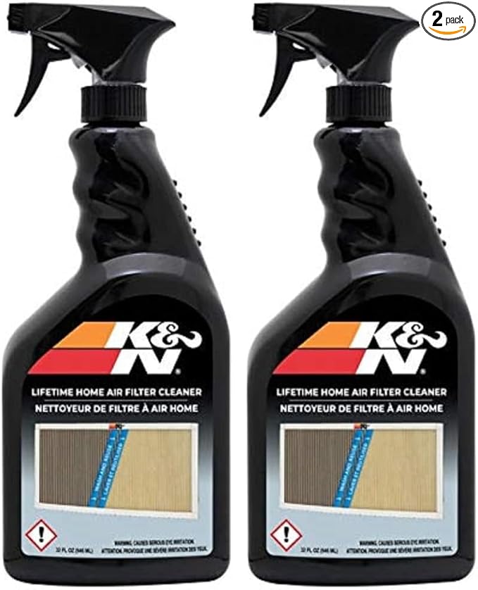 K&N HVAC Filter Cleaner: 32 Oz Spray Bottle Filter Cleaner and Refresher; Restores Home Air-Filter Performance; 99-6010,(Pack of 2)