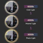 LTSRLL Frameless Illuminated LED Bathroom Wall Mirror with Touch, Demister Pad and Dimmable Lights & 3 Colors for Makeup Shaving and Bath Vanity IP44(Translucent,50cm/19.7in)