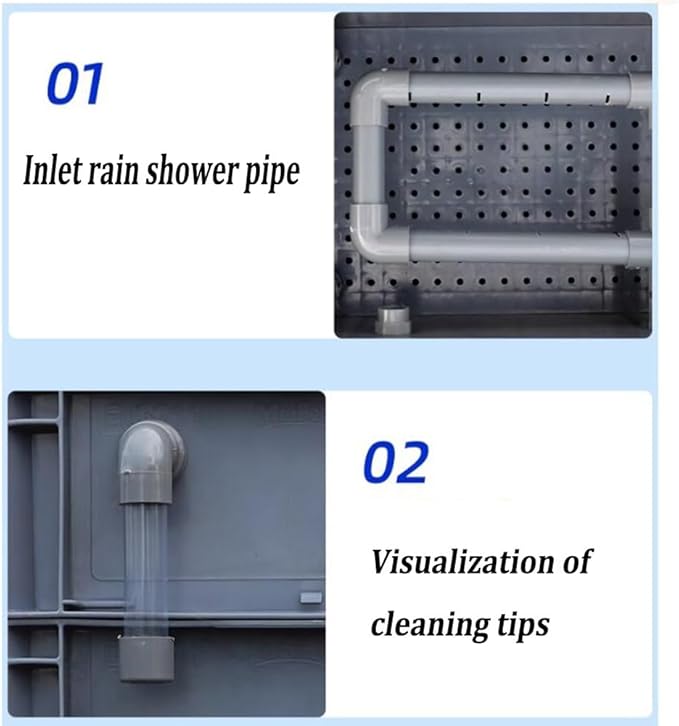 GRRICEPL Fish Tank Filter Box, Waterfall Bio-Filtration Aquarium, Turtle Tank Filter, Pump and Filter Media Not Included (Color : Gray, Size : 30x20x44cm)