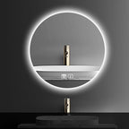 Bathroom Mirror with LED Lights and Touch Sensor, Wall Mounted Mirror with Demister Pad, 3 Colours of Light, Double Touch Button, for Entryway, Bathroom, Vanity(60cm/23.6in)