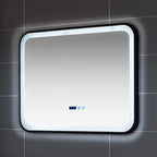 Bathroom Mirror with LED Light and Demister Pad Wall Mounted Mirror Makeup Shaving Mirror Smart Touch Switch (Black 600 * 800mm)