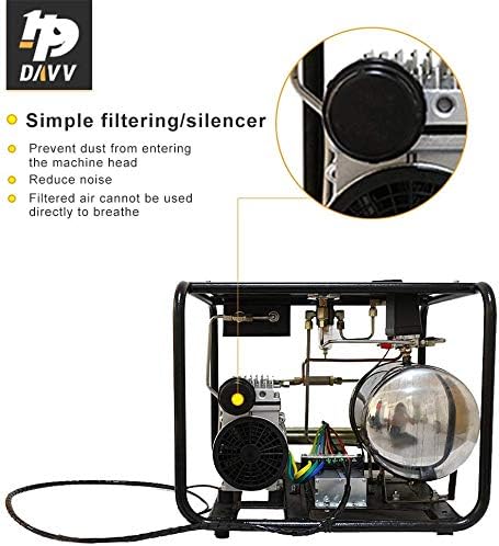 110V 1100W for Scuba Hookah Diving Air Compressor 115 PSI Electronic Pump with 1 x 50 Feet Hose & 1 x Respirator, Two Air Outlets