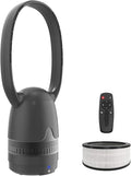 Bladeless Fan and Air Purifier Combo 26-Inch, HEPA-Filter, 8-Speed, 120° Oscillating, Remote Control, 8H Sleep Timer, Black (MT1004)