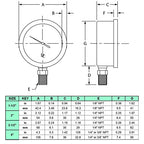 4" Oil Filled Vacuum Pressure Gauge - Stainless Steel Case, Brass, 1/2" NPT, Lower Mount Connection, 30HG/160PSI