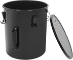 Deep Fryer Oil Storage Container with Filter,6 Gallon Bucket with Lid, Strainer Bag and Handle, Carbon Steel Oil Grease Disposal Container for Deep Fryer Oil Filtering/Storage - Black