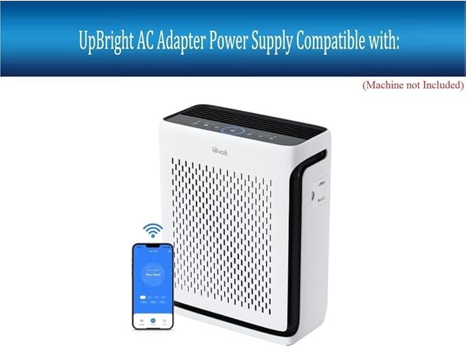 UpBright 24V AC/DC Adapter Compatible with LEVOIT LAP-V102S-WUS Vital 100S Smart True HEPA Air Purifier Home Room Bedroom Air Quality Light Sensors H13 1.5A 36W 24VDC Power Supply Cord Battery Charger