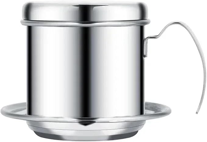 Stainless Steel 304 Vietnamese Coffee Filter Cup Drip Pot Simple And Portable Household Coffee Filter Cup Traditional Tool(Silvery)